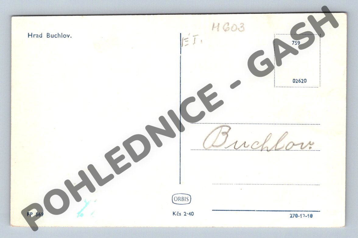 Pohlednice hrad Buchlov s oráčem a voli (M603)