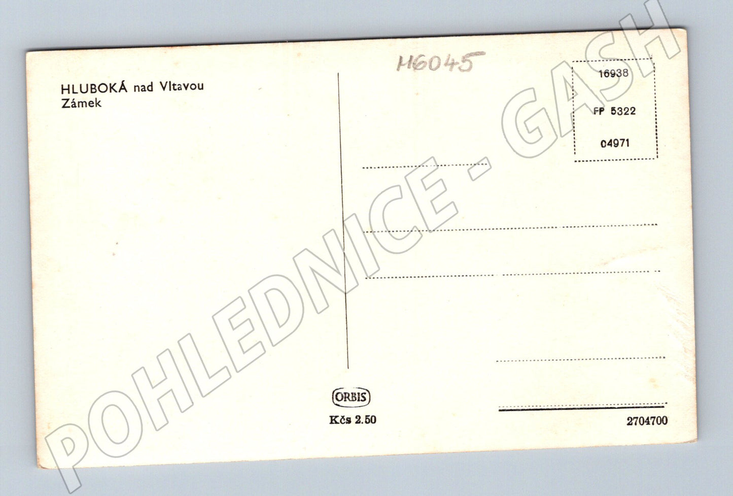 Pohlednice Hluboká nad Vltavou zámek stará (M6045)