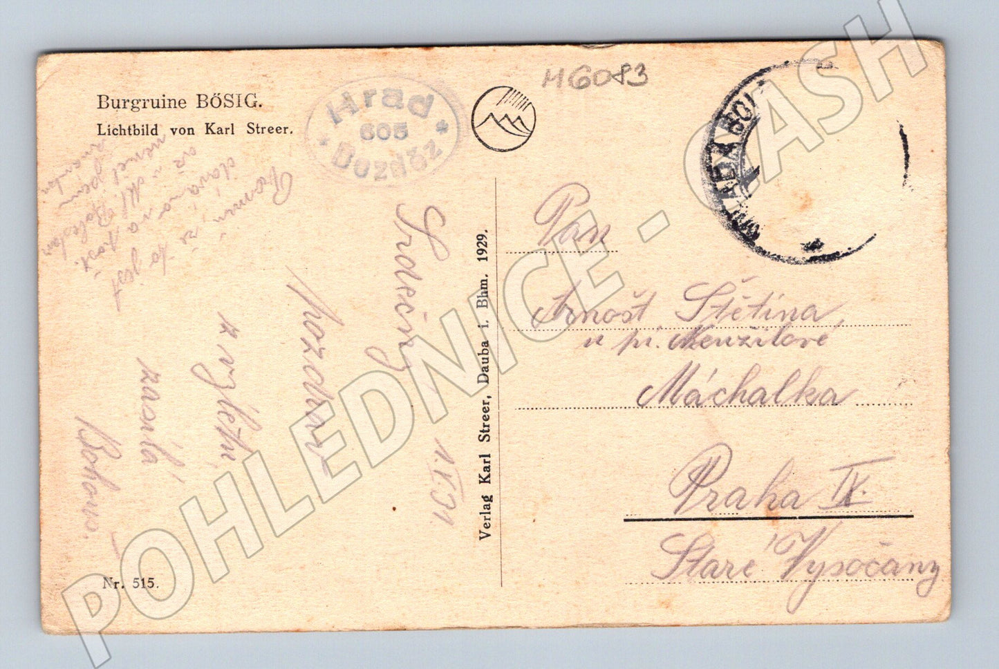 Postcard Bezděz Castle 1929 Burgruine Bösig (M6083)