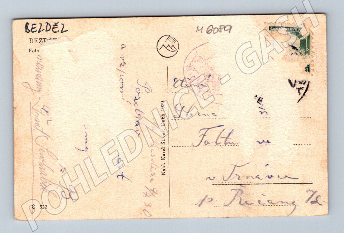 Postcard Bezděz Castle 1929 used (M6089)