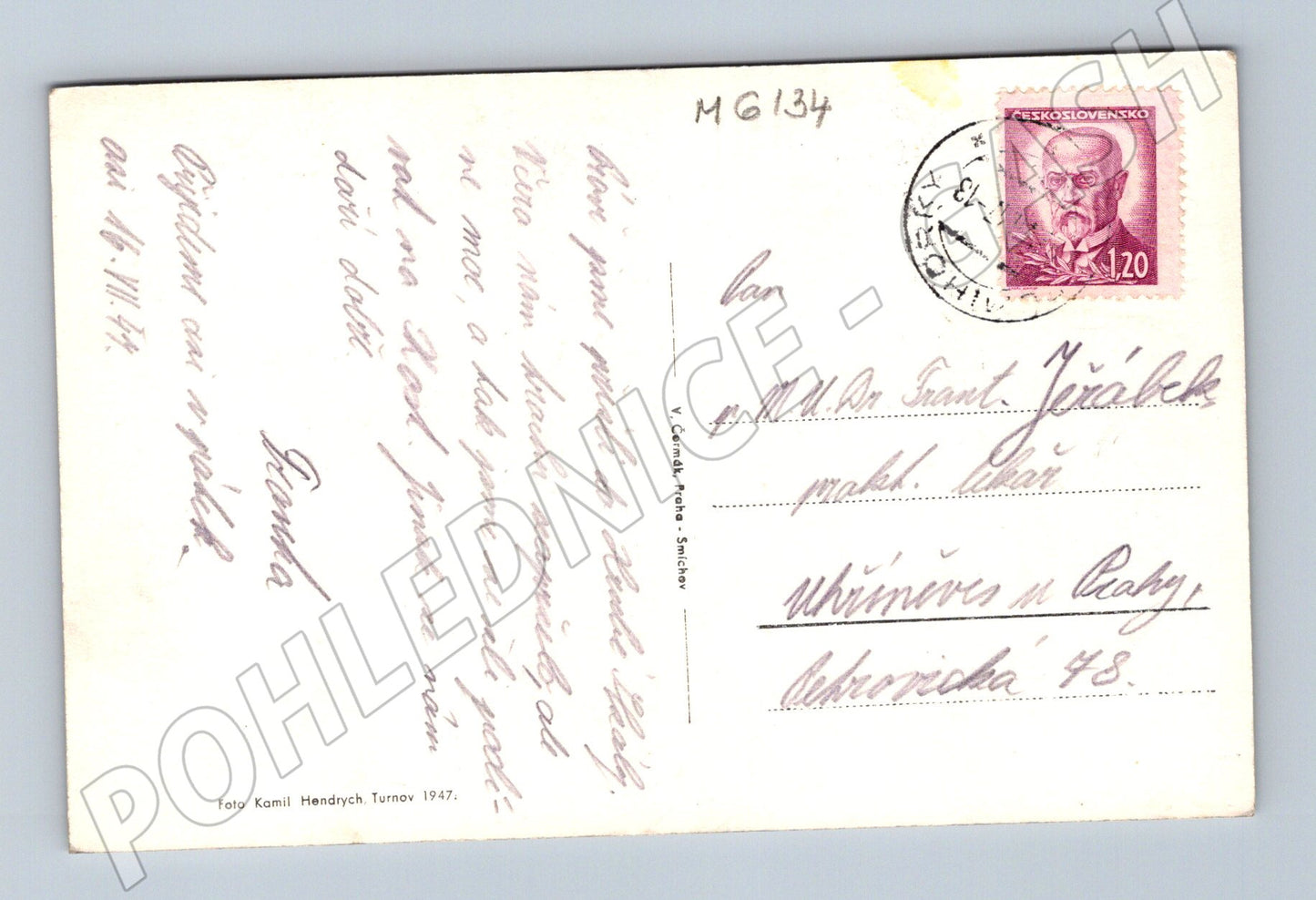 Pohlednice Český ráj Hrubá Skála 1947 (M6134)