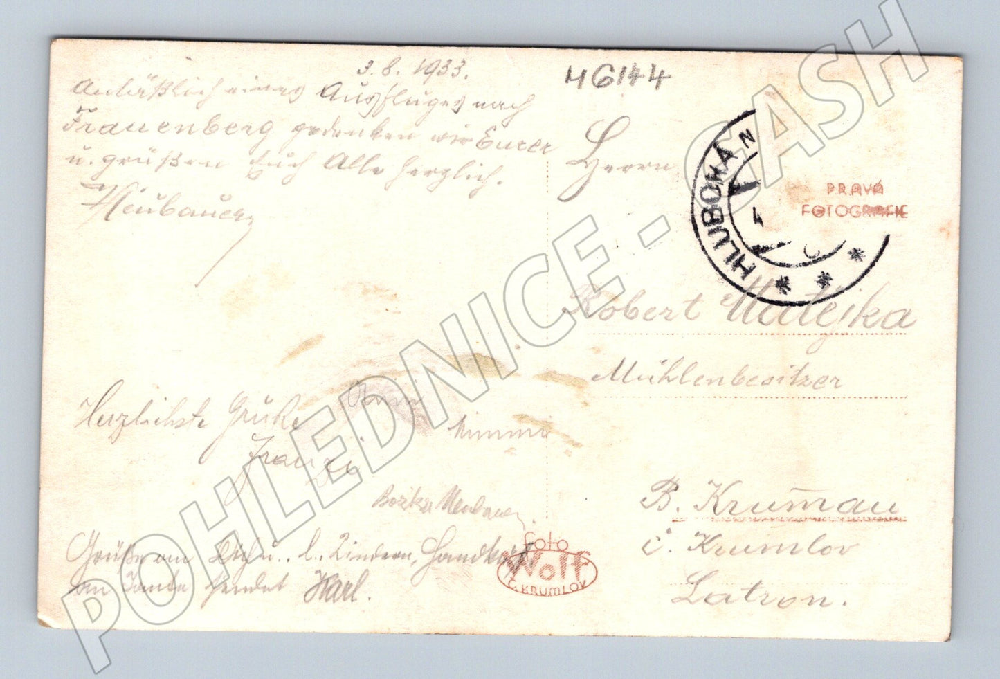 Pohlednice Hluboká nad Vltavou 1933 historická (M6144)