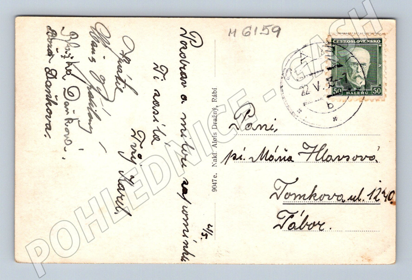 Pohlednice Hrad Rabí čb prošlá známka ČSR (M6159)