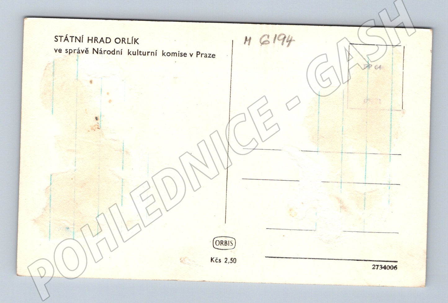 Pohlednice Orlík státní hrad černobílá (M6194)