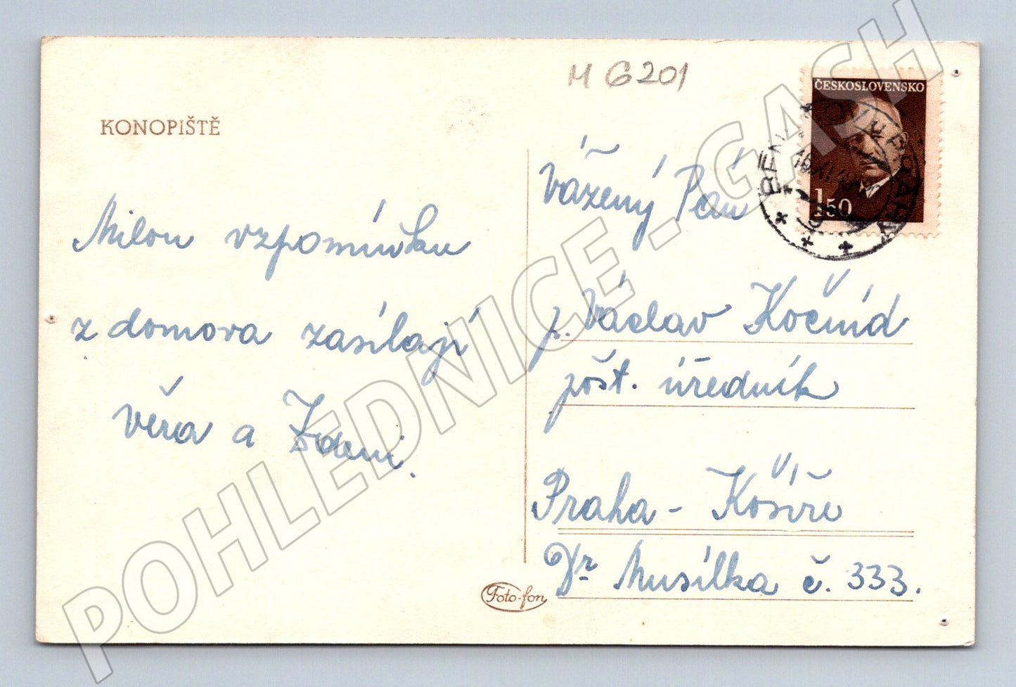 Pohlednice Konopiště zámek Československo (M6201)