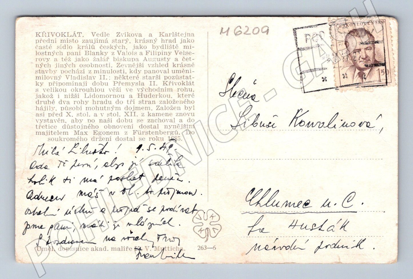 Pohlednice Křivoklát historický hrad Muth (M6209)