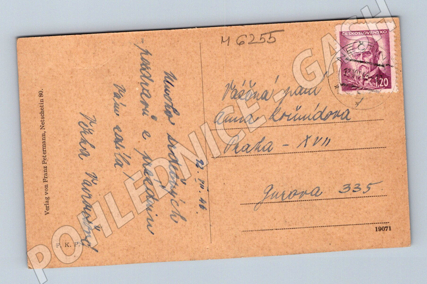 Pohlednice Hrad Nečtiny 1946 zaslaná čb (M6255)