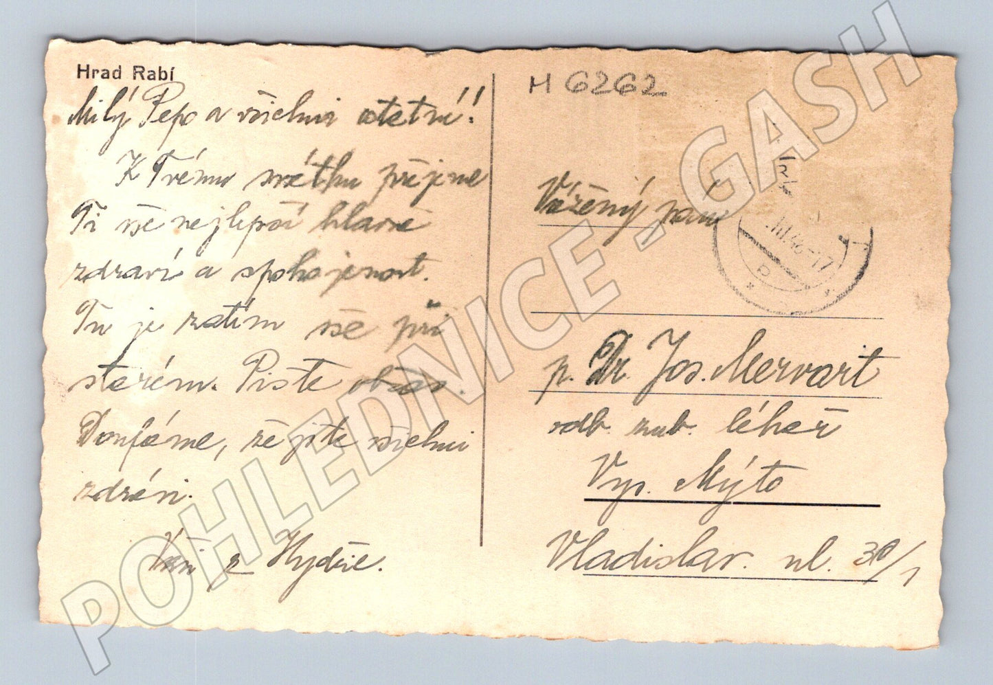Pohlednice Rabí zaslaná sběratelská stará (M6262)
