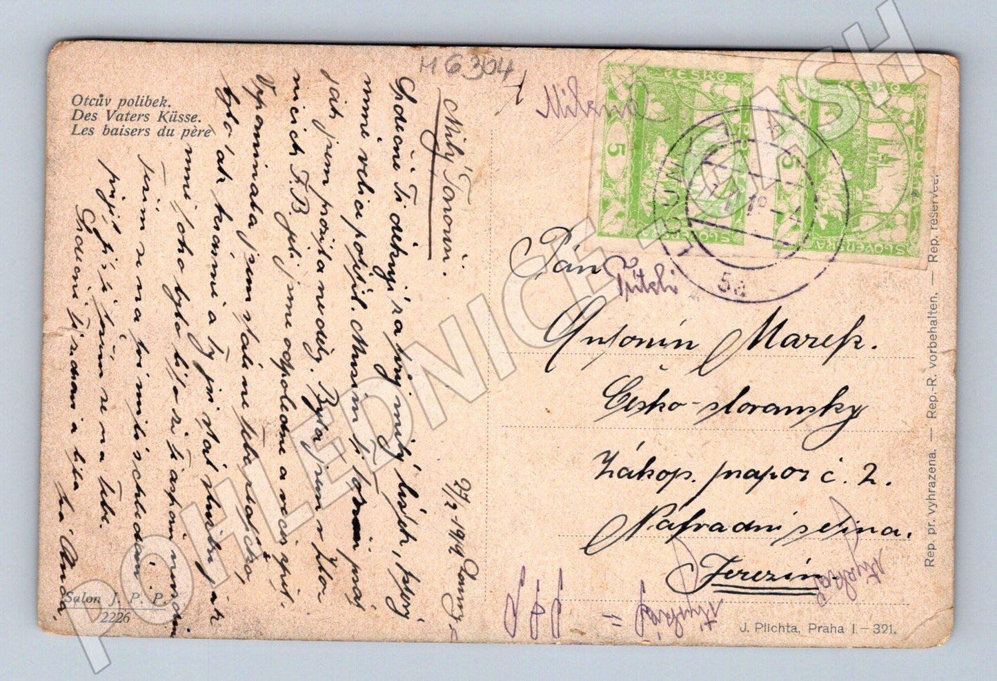 Pohlednice Otcův polibek etnografie (M6304)