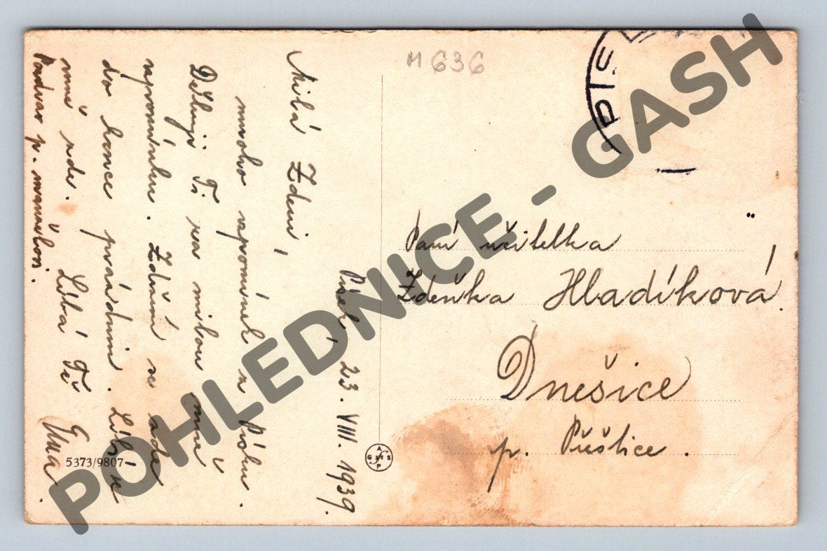 Pohlednice Písek náměstí 1939 (M636)