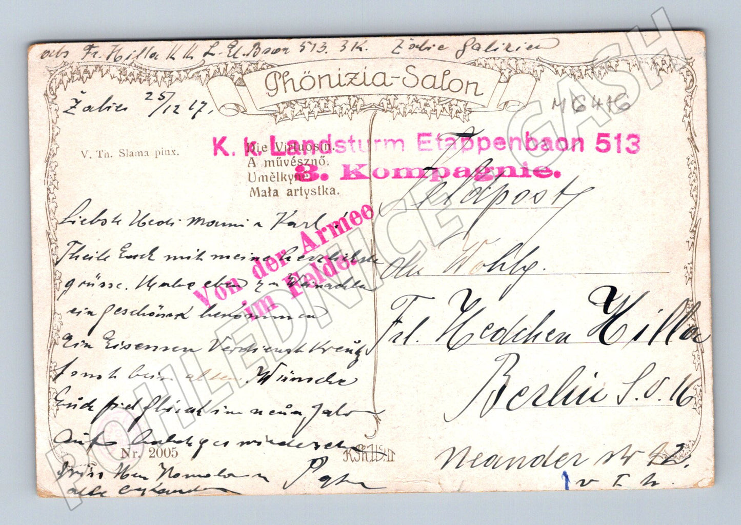 Pohlednice portrét dívky s houslemi (M6416)