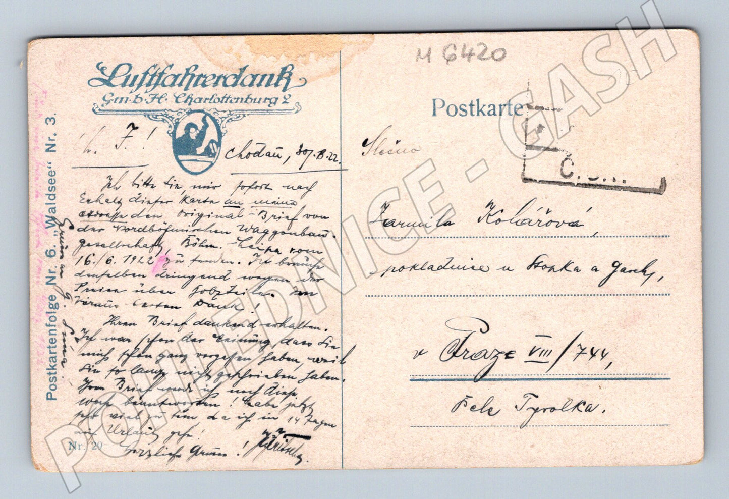 Pohlednice Lesní jezírko menší formát (M6420)