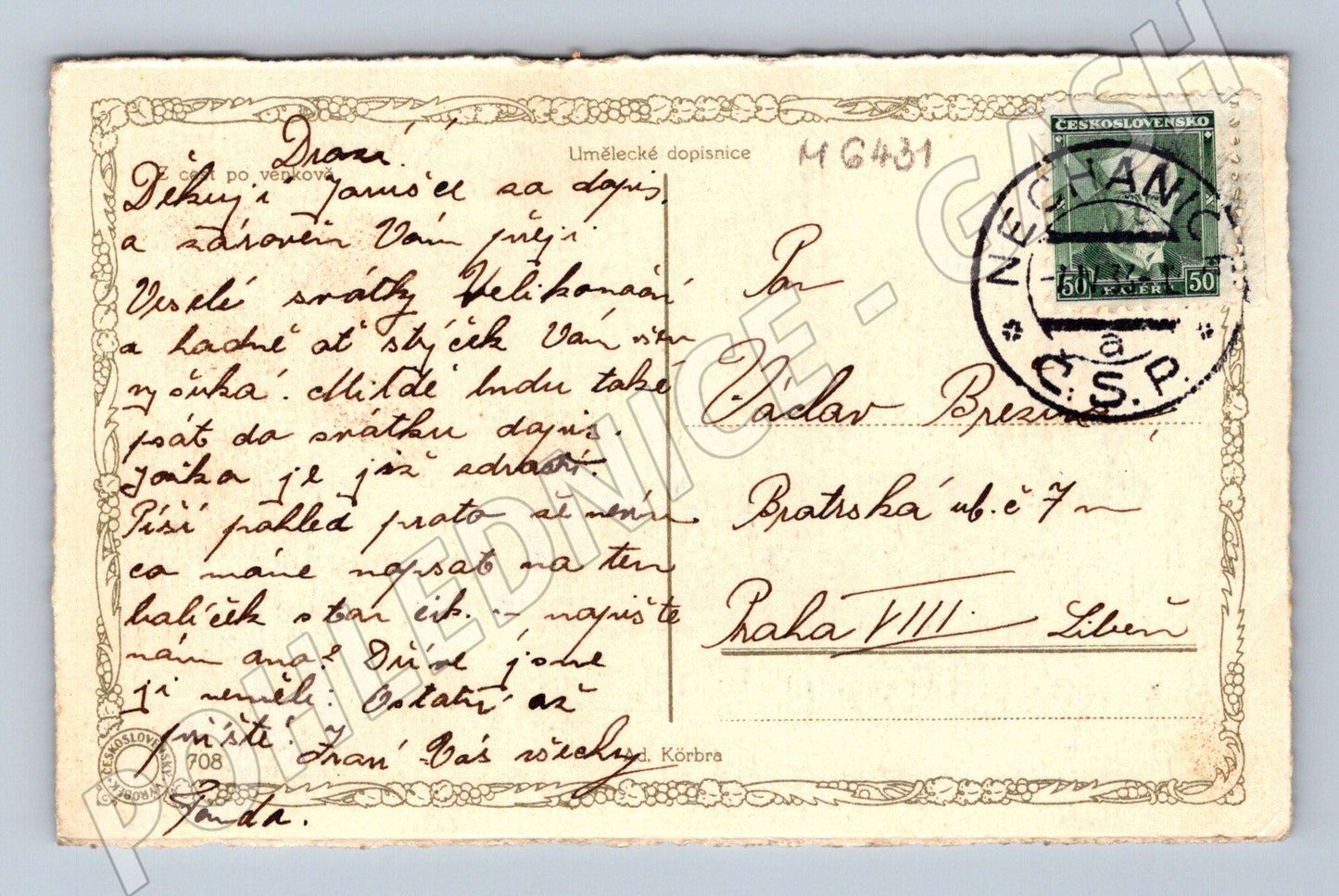 Pohlednice venkovská chalupa malý formát (M6431)