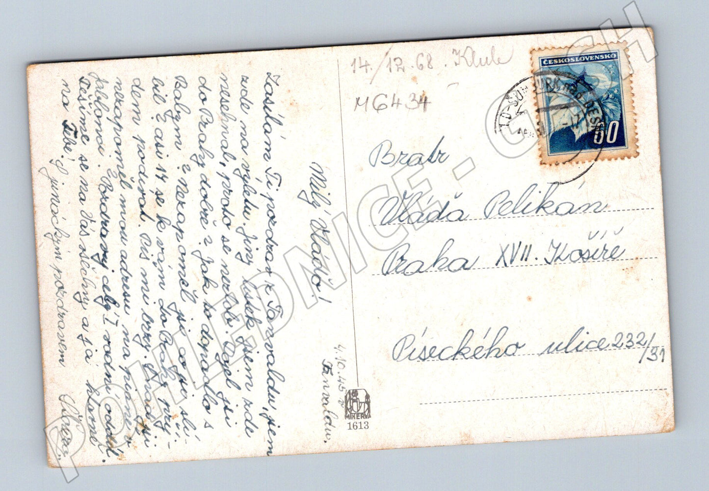 Pohlednice podzimní krajina s labutěmi 1968 (M6434)