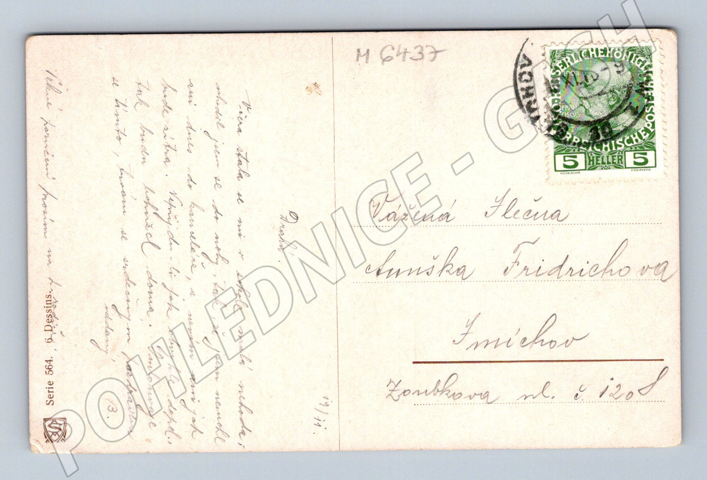 Pohlednice venkovská scéna RU známka (M6437)