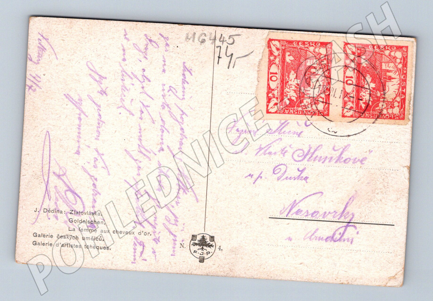 Pohlednice J. Dědina Zlatovláska portrét (M6445)