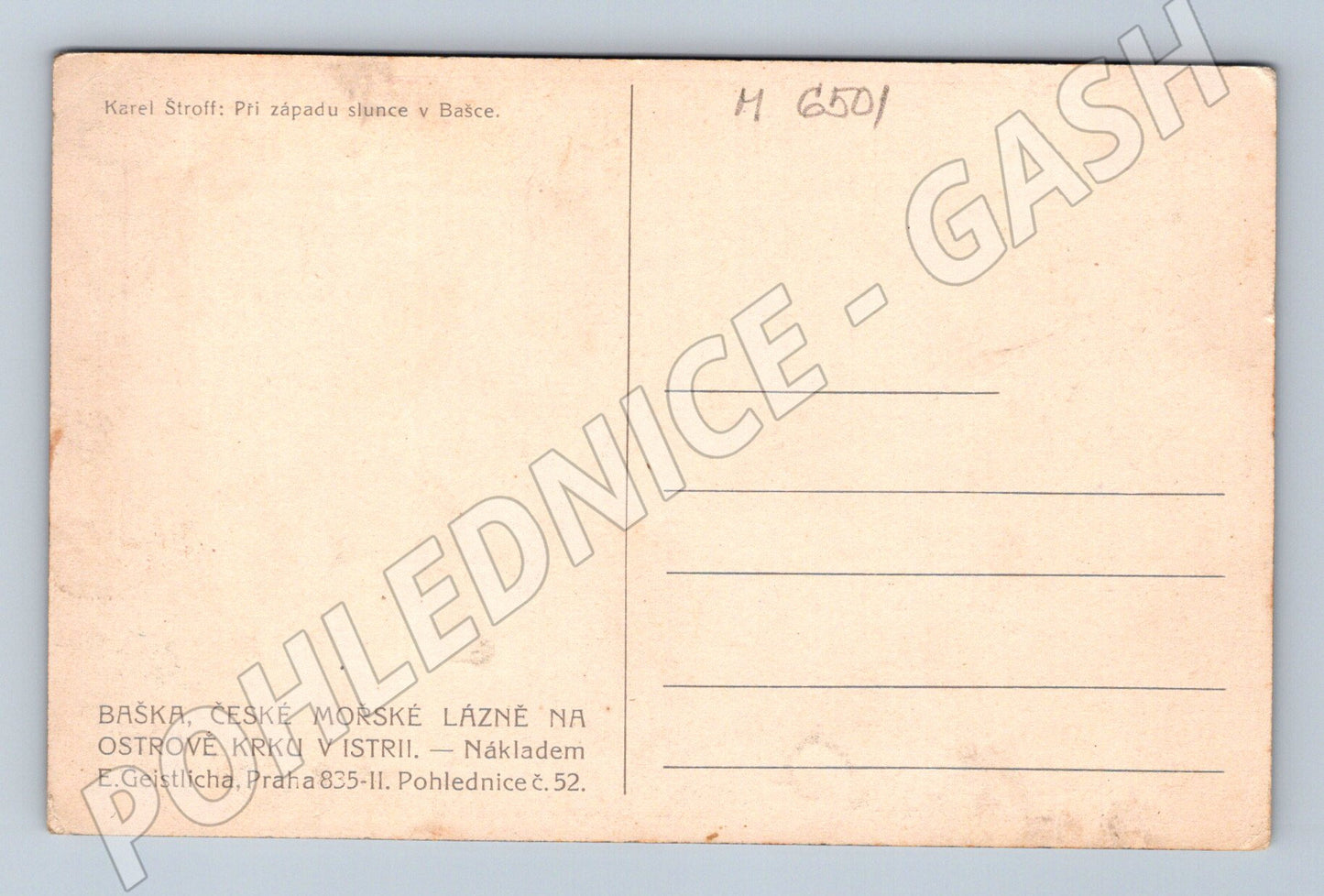 Pohlednice Karel Štroff Baška západ slunce (M6501)