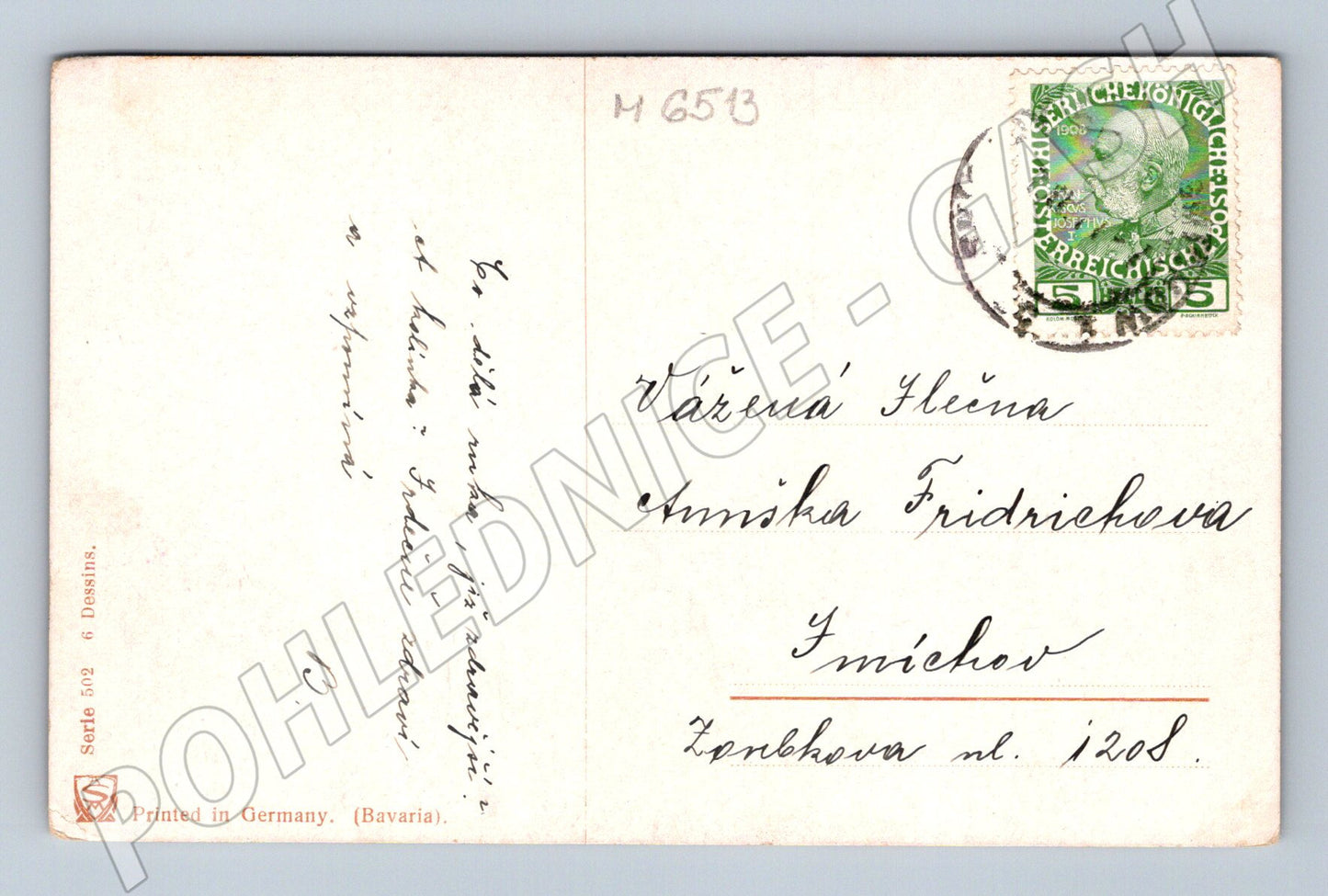 Pohlednice romantická krajina Německo 1908 (M6513)