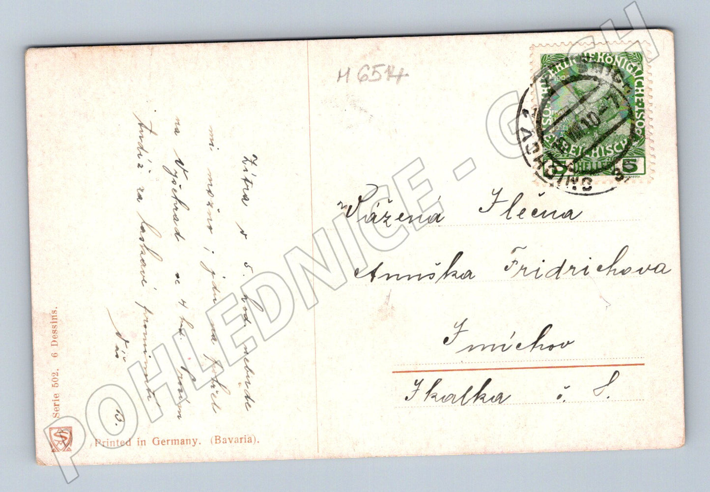 Pohlednice pastýřka s ovcemi 1906 (M6514)