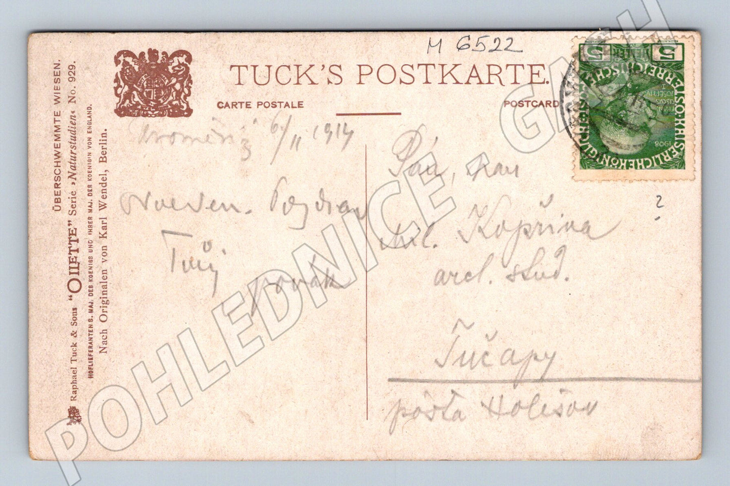 Pohlednice Wendelin říční krajina 1914 (M6522)