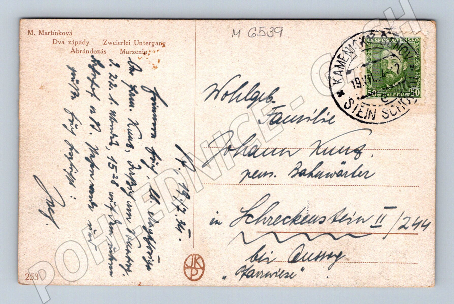 Pohlednice anděl a západ slunce 1913 (M6539)