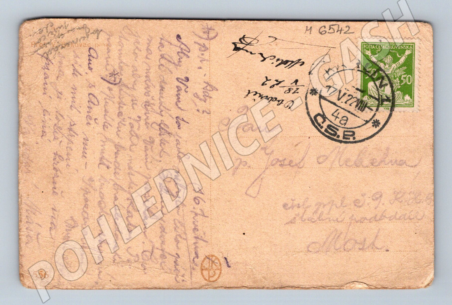 Pohlednice portrét ženy klobouk 1927 (M6542)