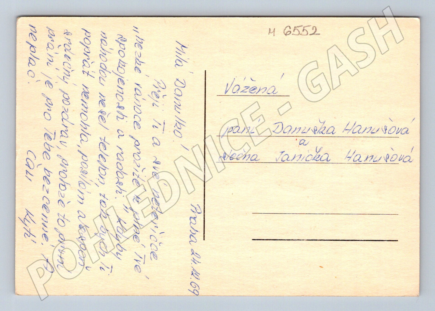 Pohlednice zimní roubenky zaslaná (M6552)