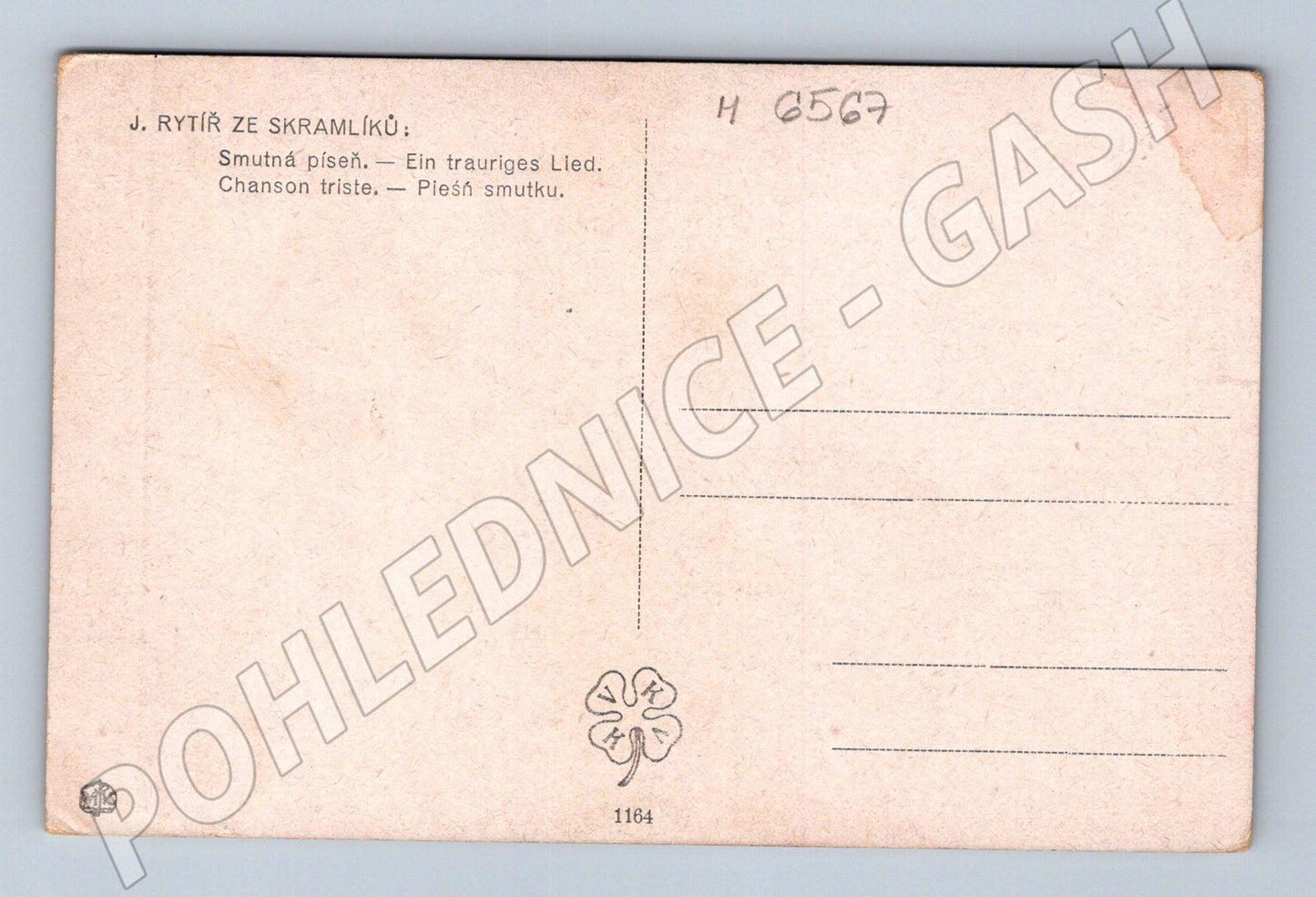 Pohlednice J. Rytíř ze Skramlíků Smutná píseň (M6567)