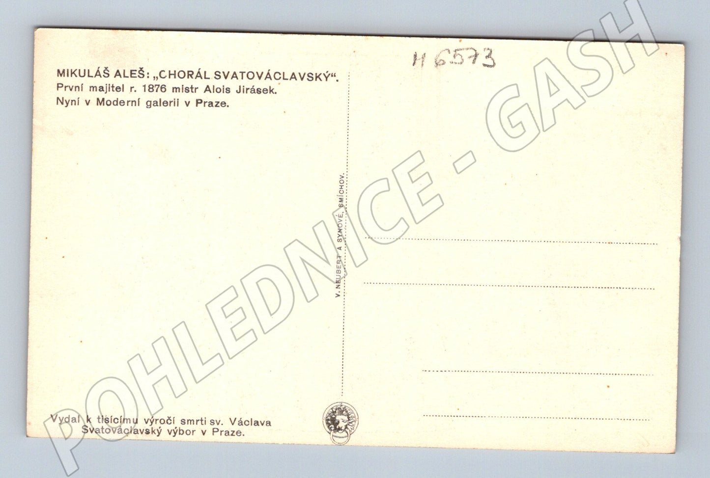 Pohlednice Mikoláš Aleš Chórál svatováclavský (M6573)