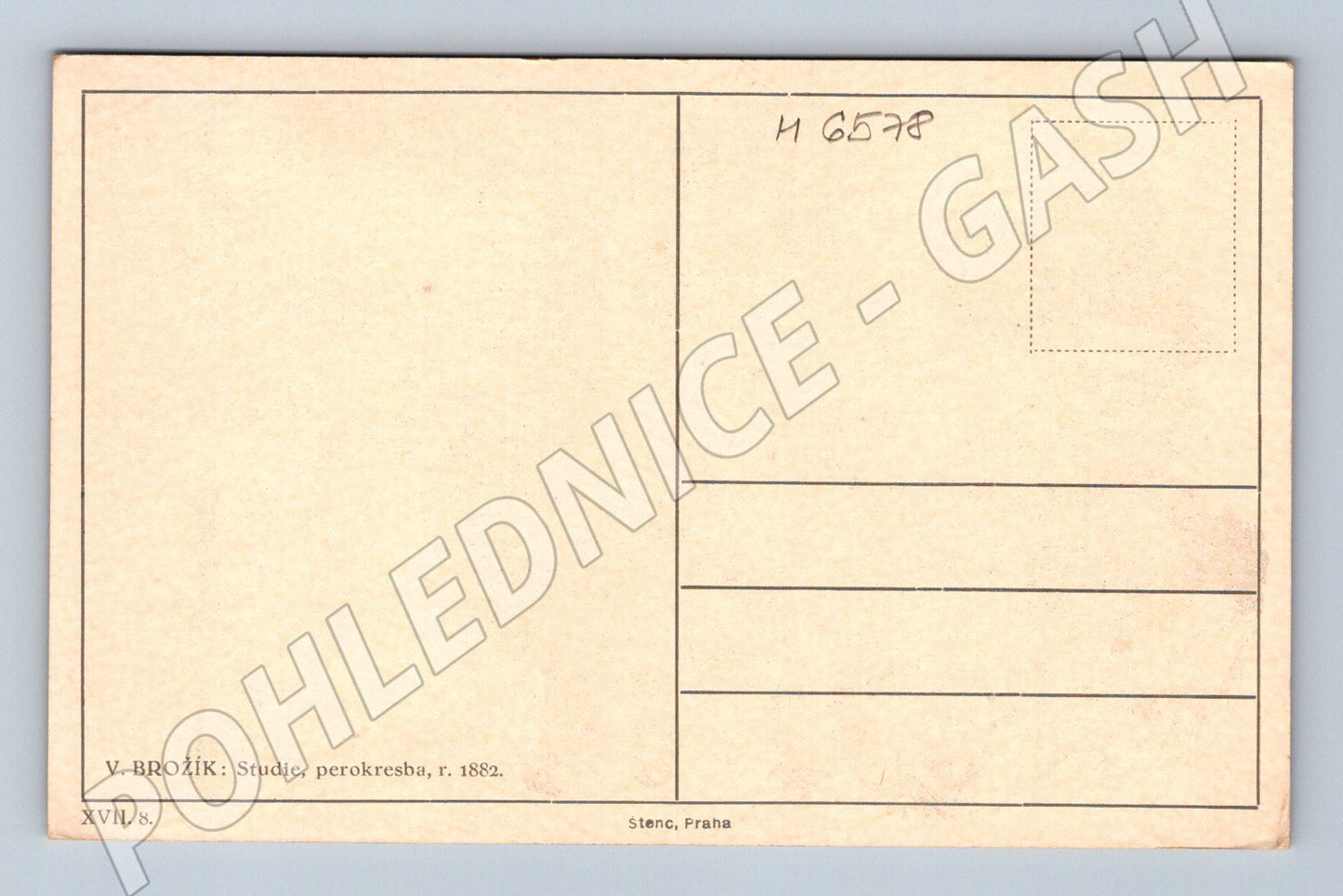 Pohlednice V. Brožík studie 1882 (M6578)