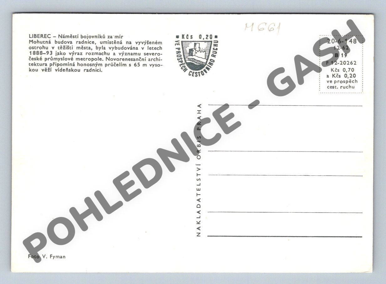 Postcard Liberec Warriors' Square, Town Hall of the Czech Republic (M661)