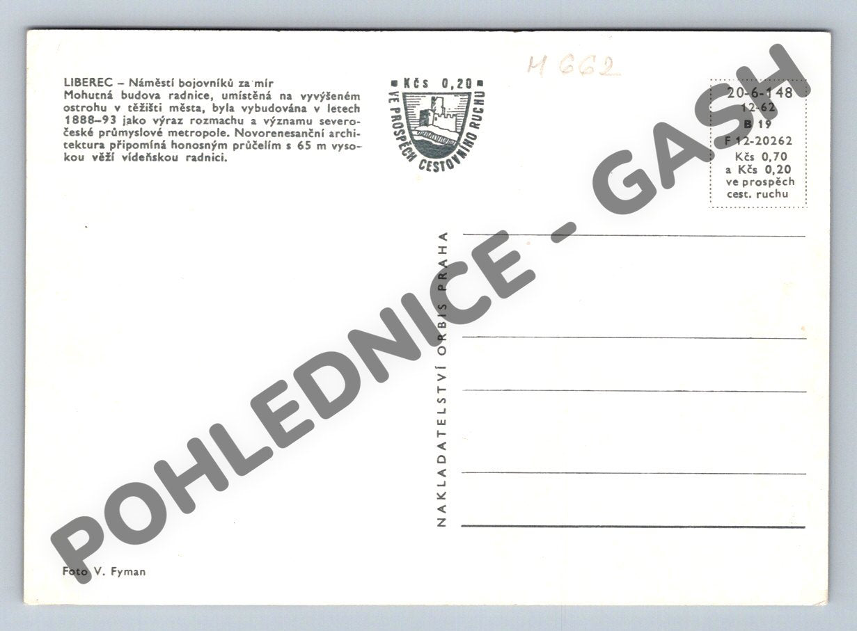 Postcard Liberec Town Hall Neo-Renaissance 1888-93 (M662)