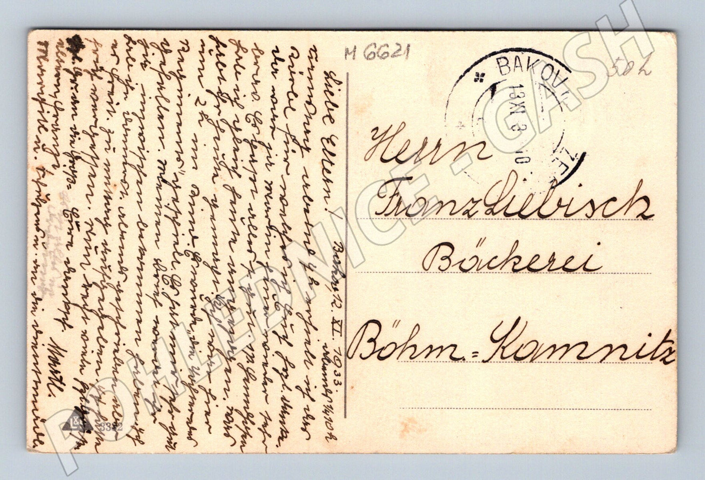 Pohlednice venkovská chalupa Bakov 1910 (M6621)