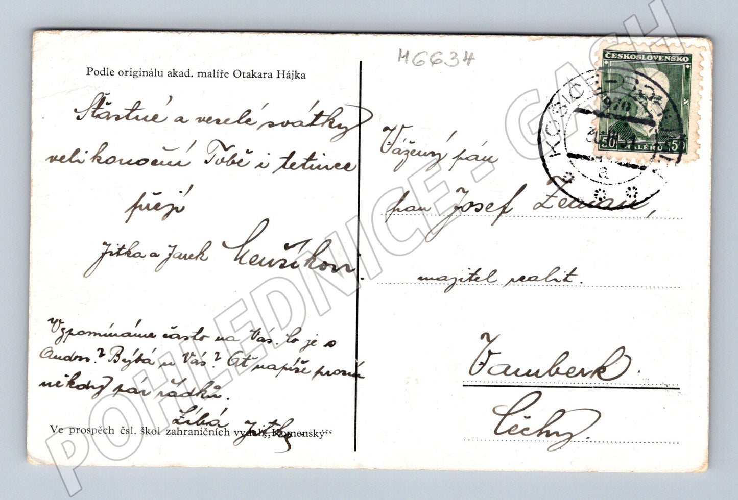 Pohlednice Otakar Hájek podzimní krajina (M6634)