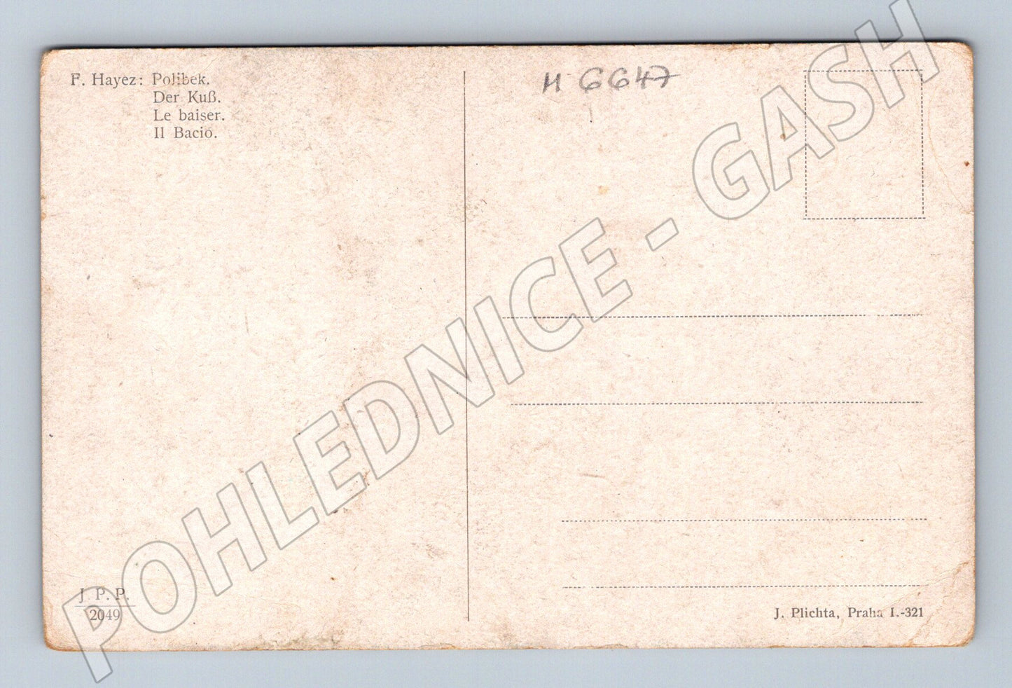 Pohlednice Hayez Polibek Il Bacio (M6647)