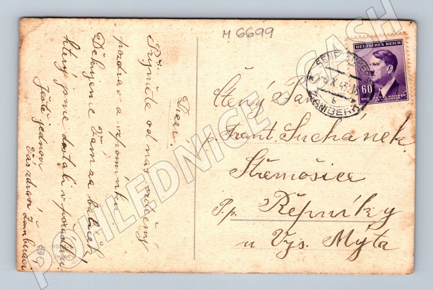 Pohlednice jezdec u stavení venkov (M6699)