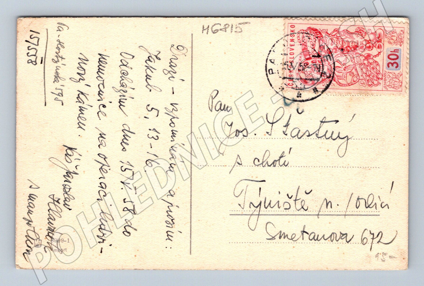 Pohlednice česká krajina chalupa 1958 (M6815)