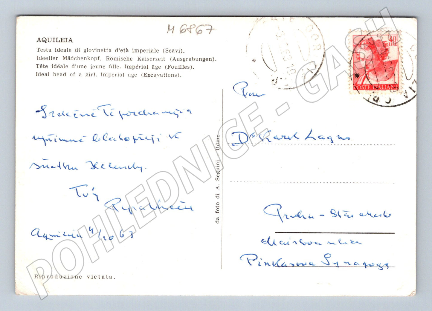 Pohlednice Itálie Aquileia mozaika 1963 (M6867)