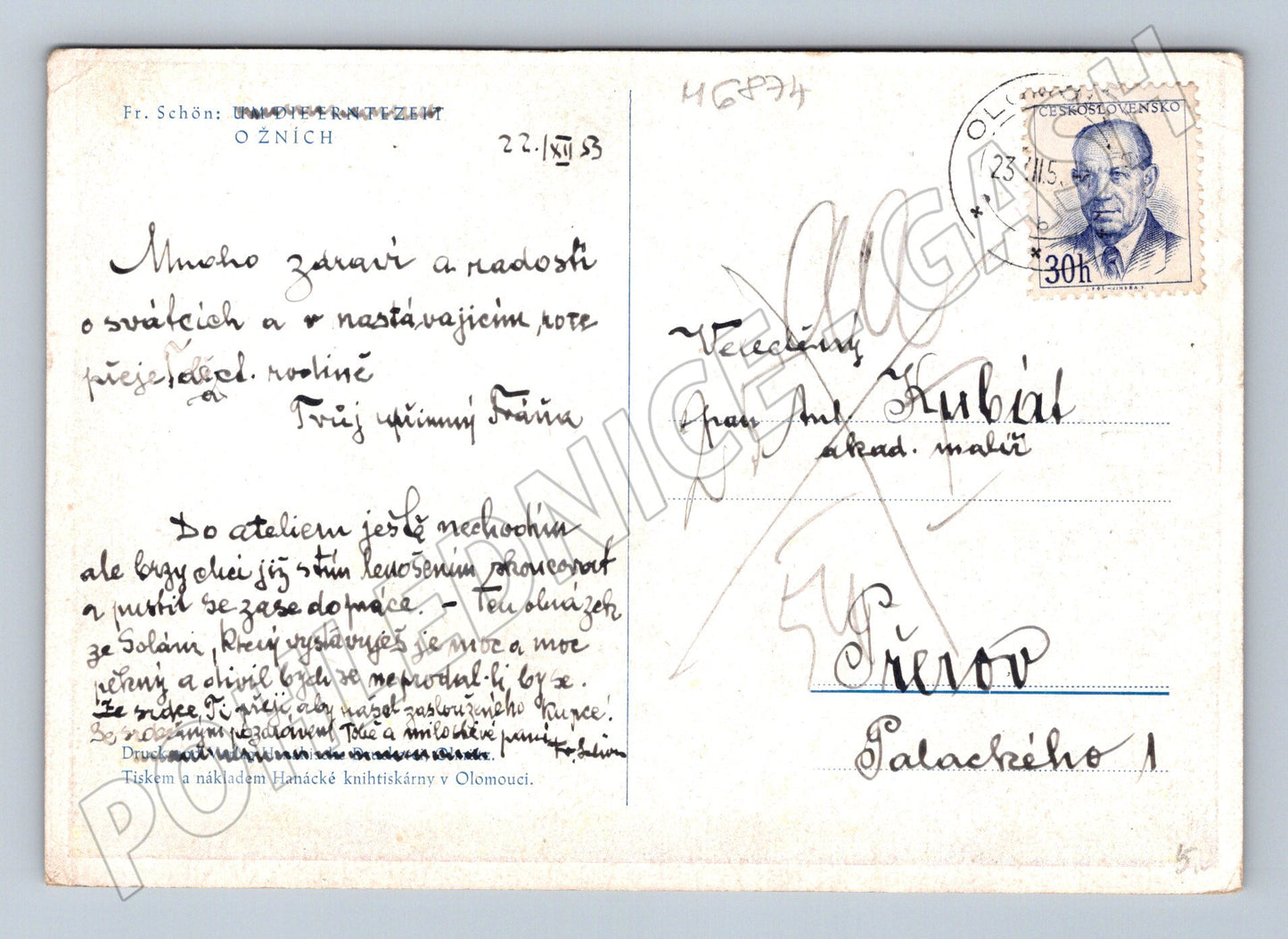 Pohlednice Žně Olomouc František Schön (M6874)