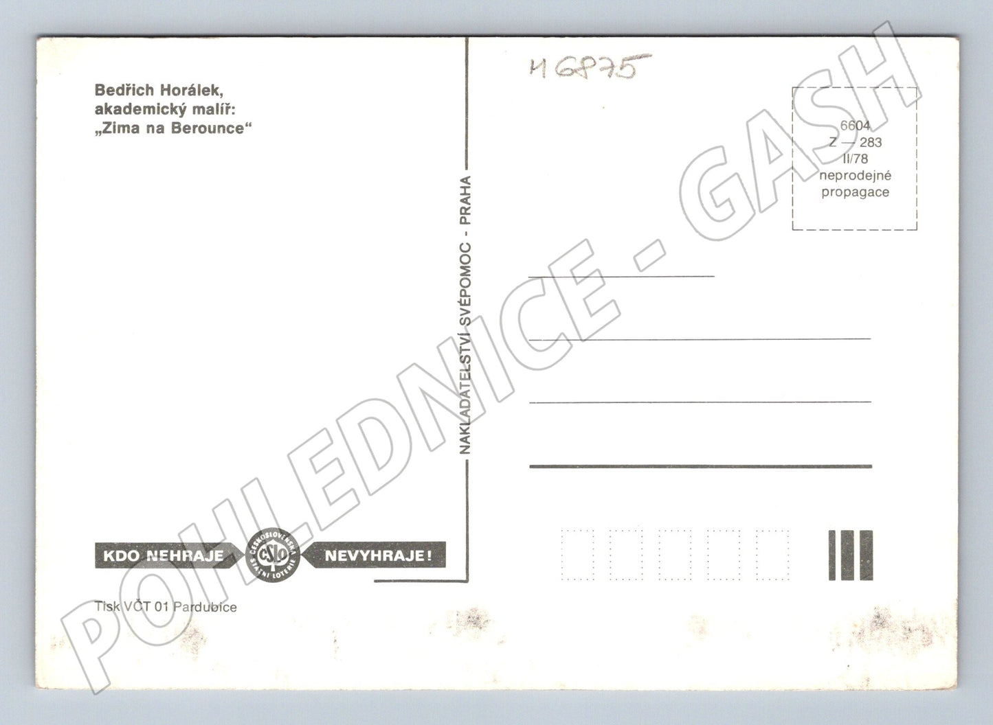 Pohlednice Zima na Berounce Bedřich Horálek (M6875)