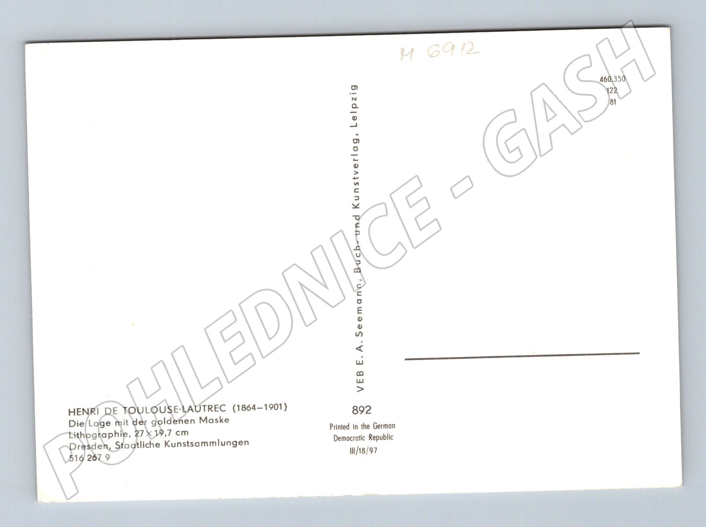 Pohlednice Toulouse-Lautrec Zlatá maska (M6912)