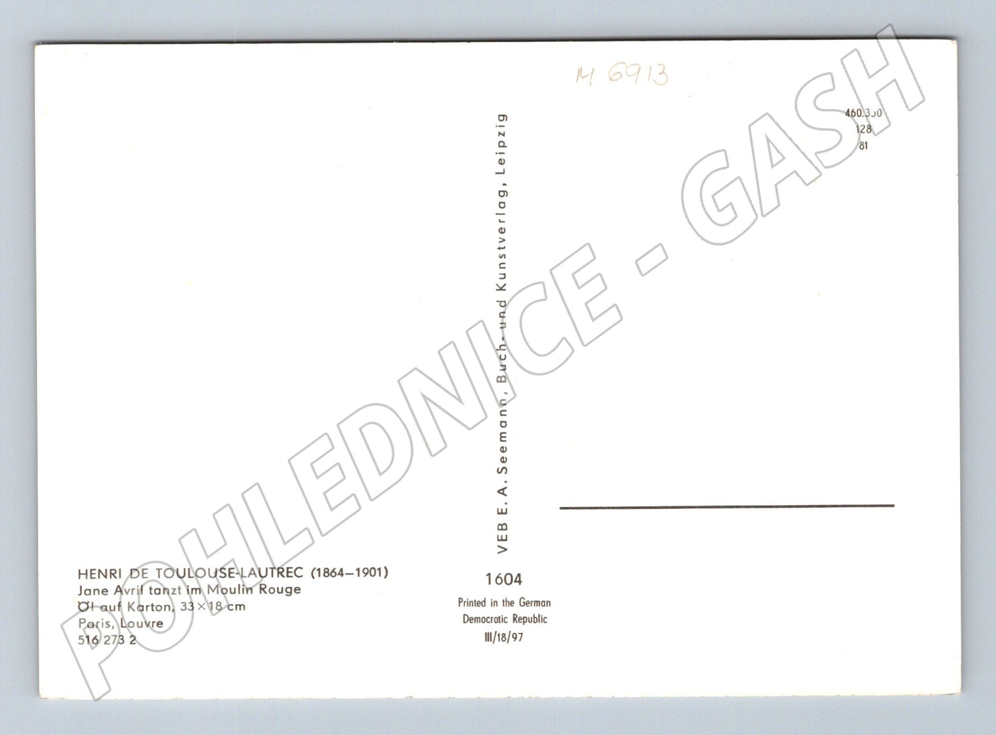 Pohlednice Toulouse-Lautrec Jane Avril Moulin Rouge (M6913)