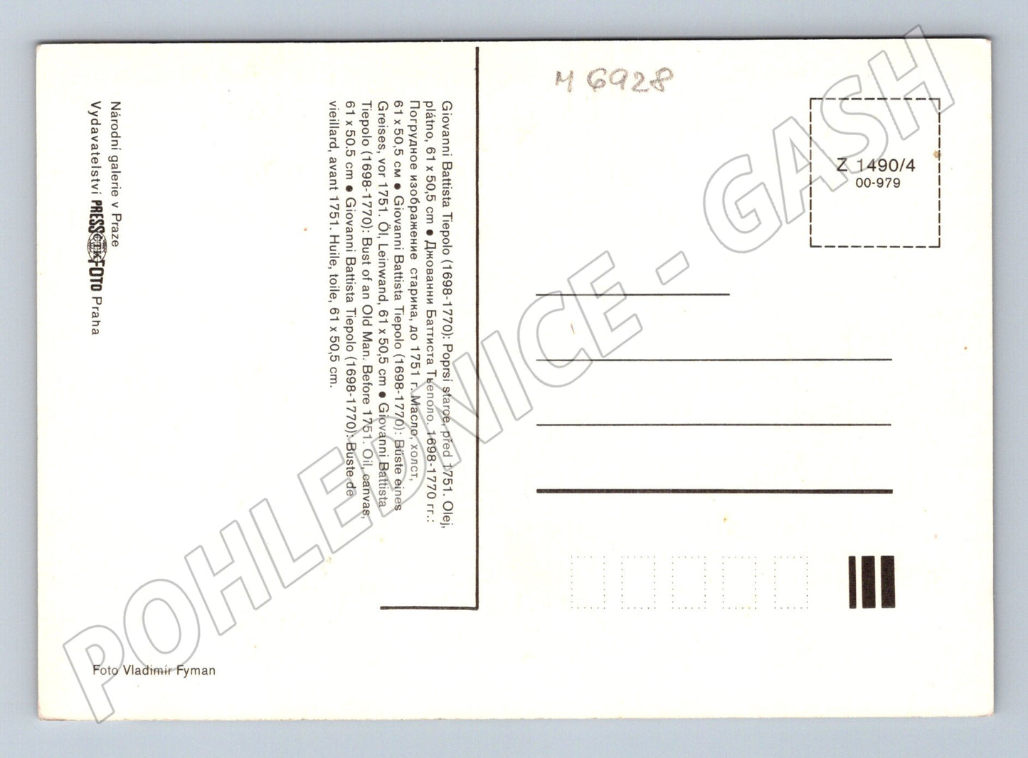 Pohlednice Tiepolo Poprsí starce NG Praha (M6928)