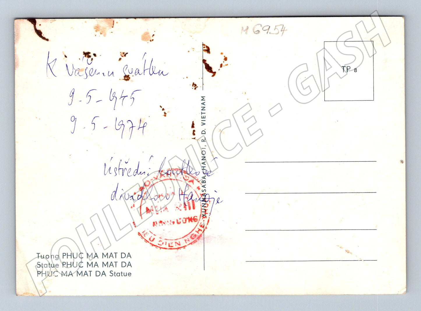 Pohlednice Vietnam socha PHUC MA MAT DA (M6954)