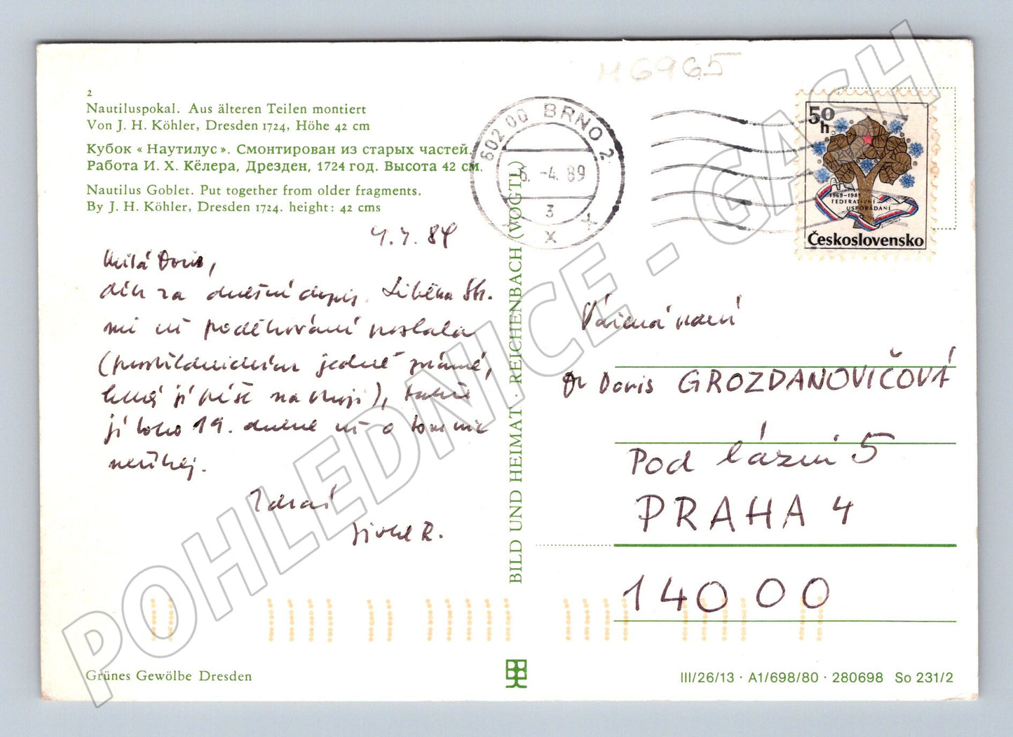 Pohlednice Grünes Gewölbe Drážďany nautilus (M6965)