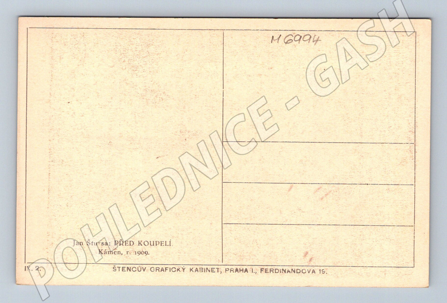 Pohlednice Jan Štursa Před koupelí 1909 (M6994)