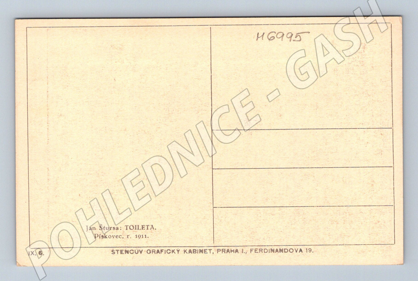 Pohlednice Jan Štursa Toileta 1911 (M6995)