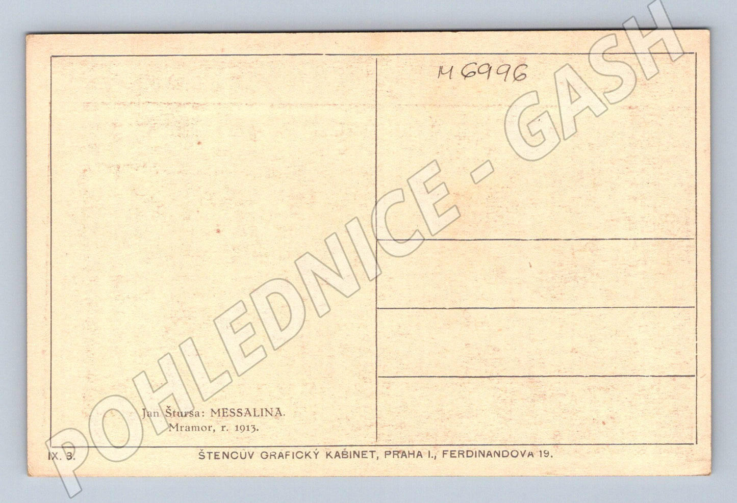 Postcard Jan Štursa Messalina 1913 (M6996)