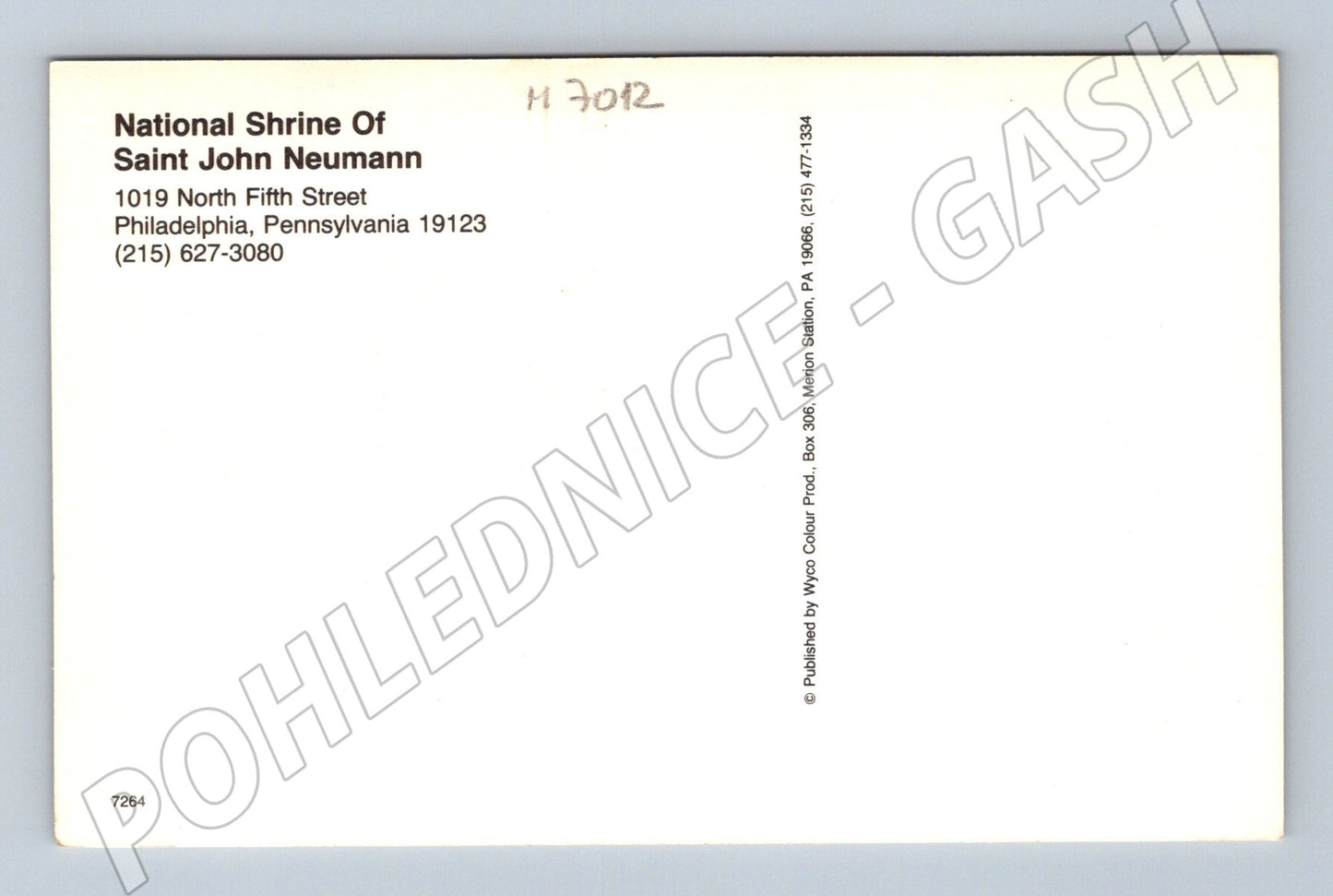 Pohlednice Saint John Neumann Philadelphia (M7012)