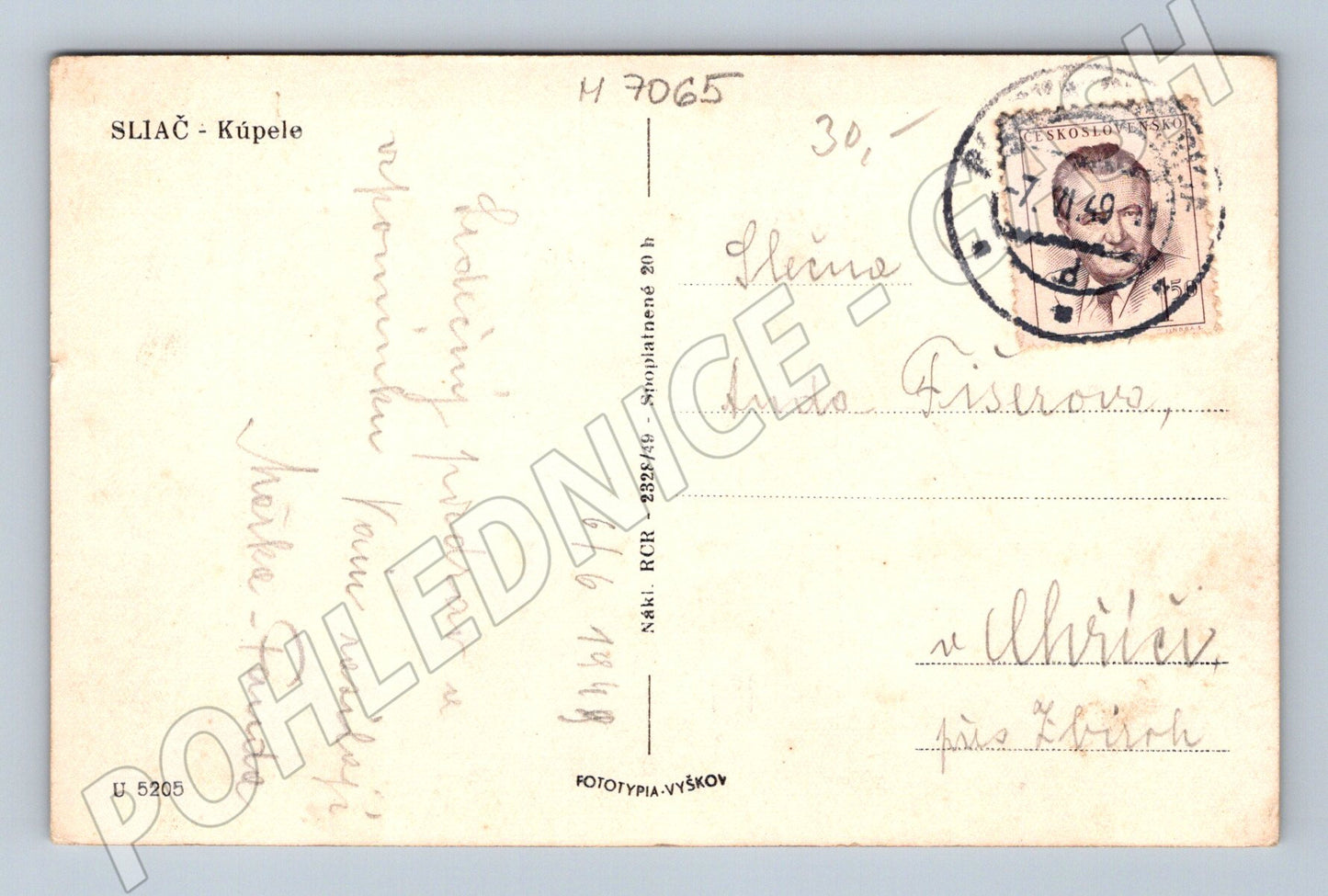 Pohlednice Sliač kúpele 1949 (M7065)